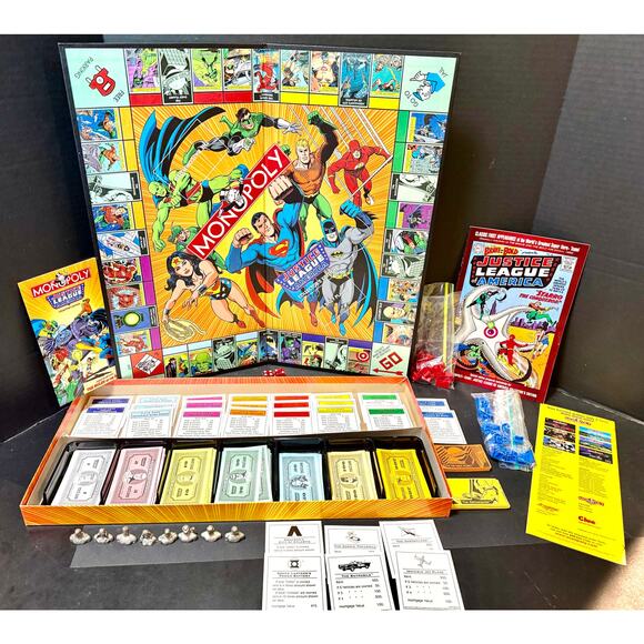 1999 Justice League of America Monopoly Collector’s Edition COMPLETE w/ comic - Picture 2 of 10